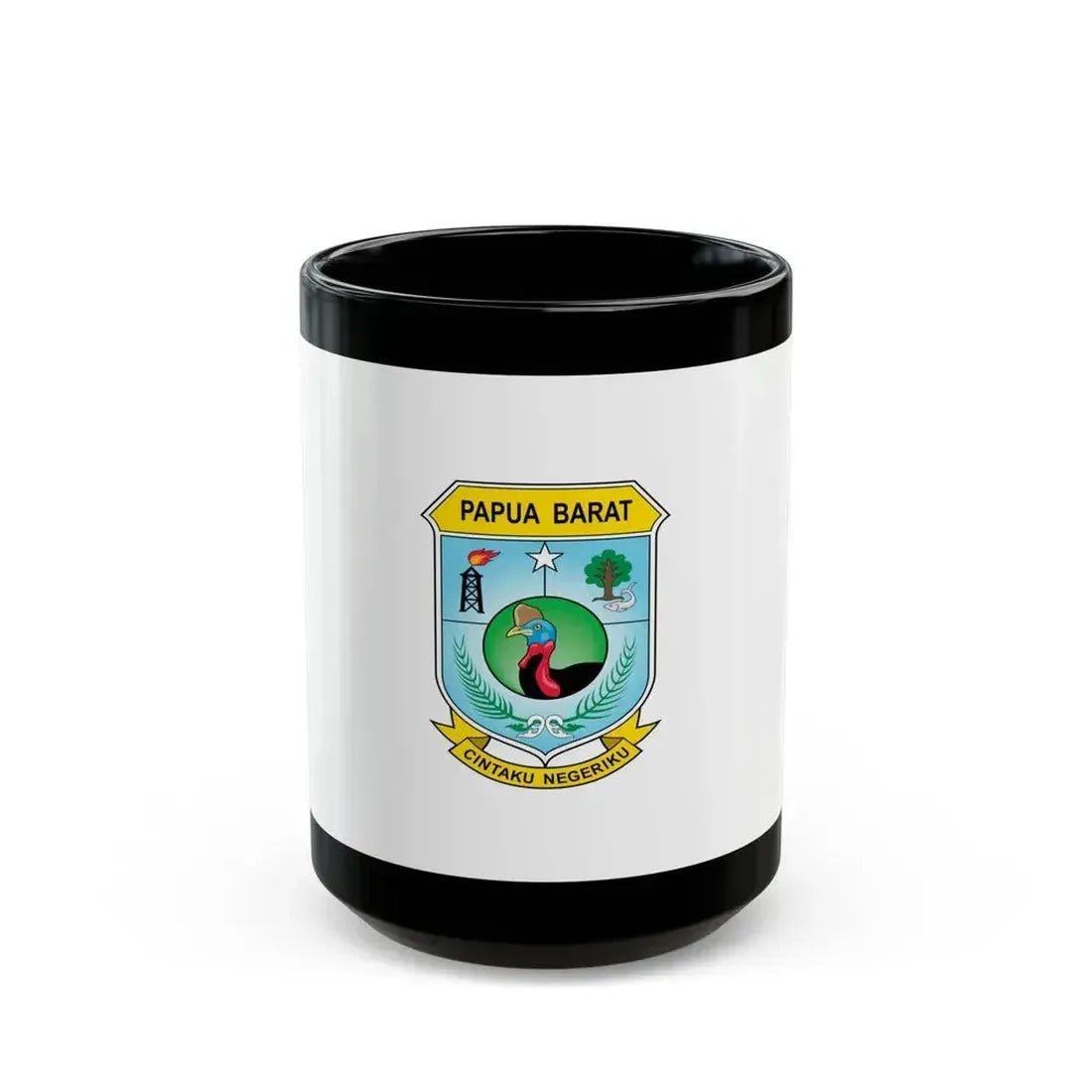 Flag of West Papua Indonesia - Black Coffee Mug 15oz - Go Mug Yourself