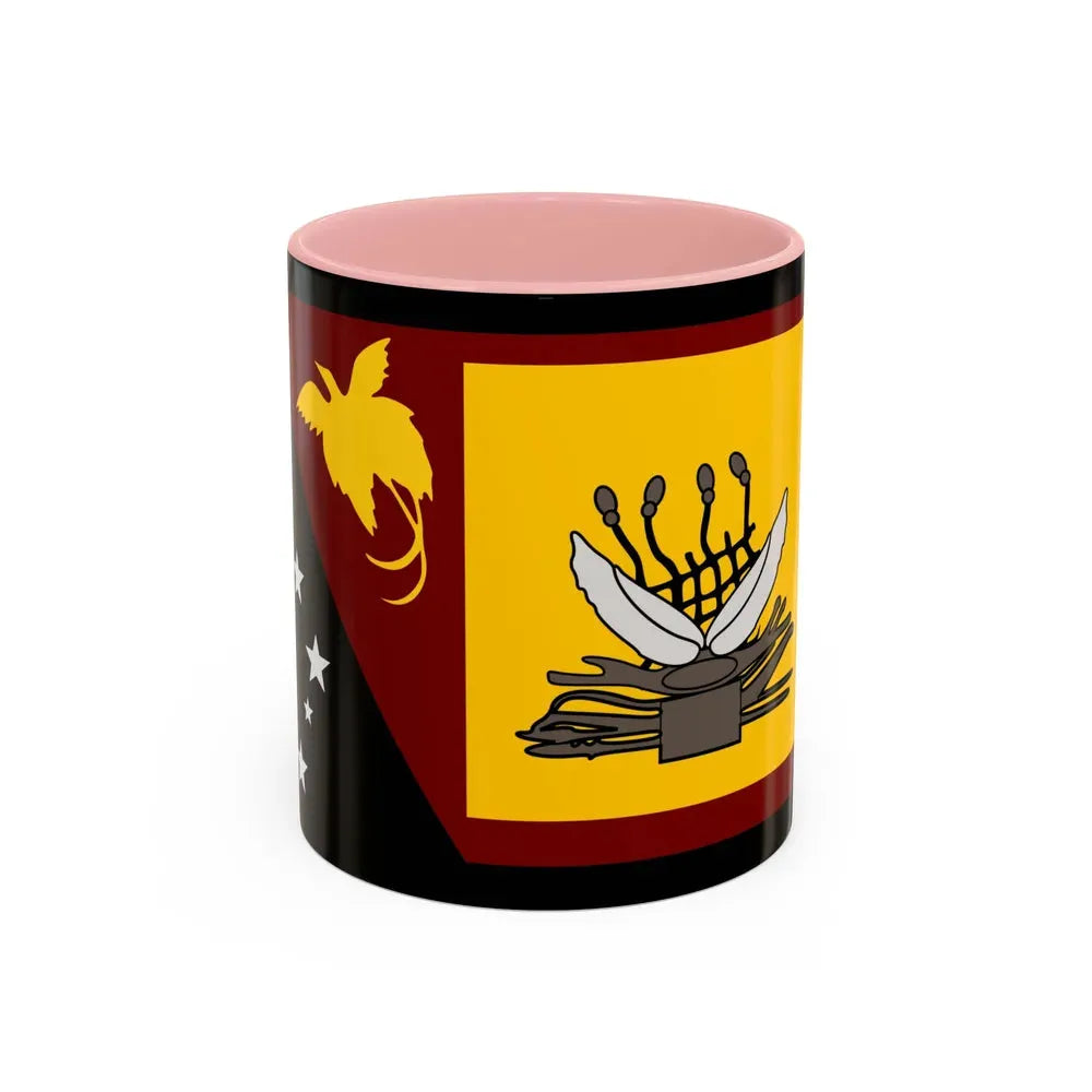 Flag of Western Province Papa New Guinea - Accent Coffee Mug 11oz Pink - Go Mug Yourself