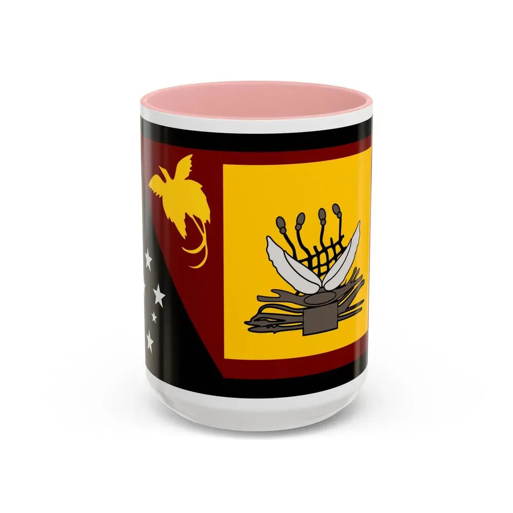 Flag of Western Province Papa New Guinea - Accent Coffee Mug 15oz Pink - Go Mug Yourself