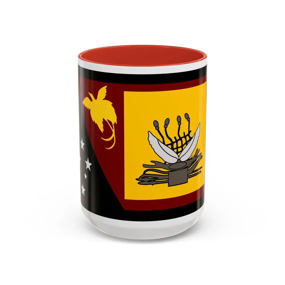 Flag of Western Province Papa New Guinea - Accent Coffee Mug 15oz Red - Go Mug Yourself