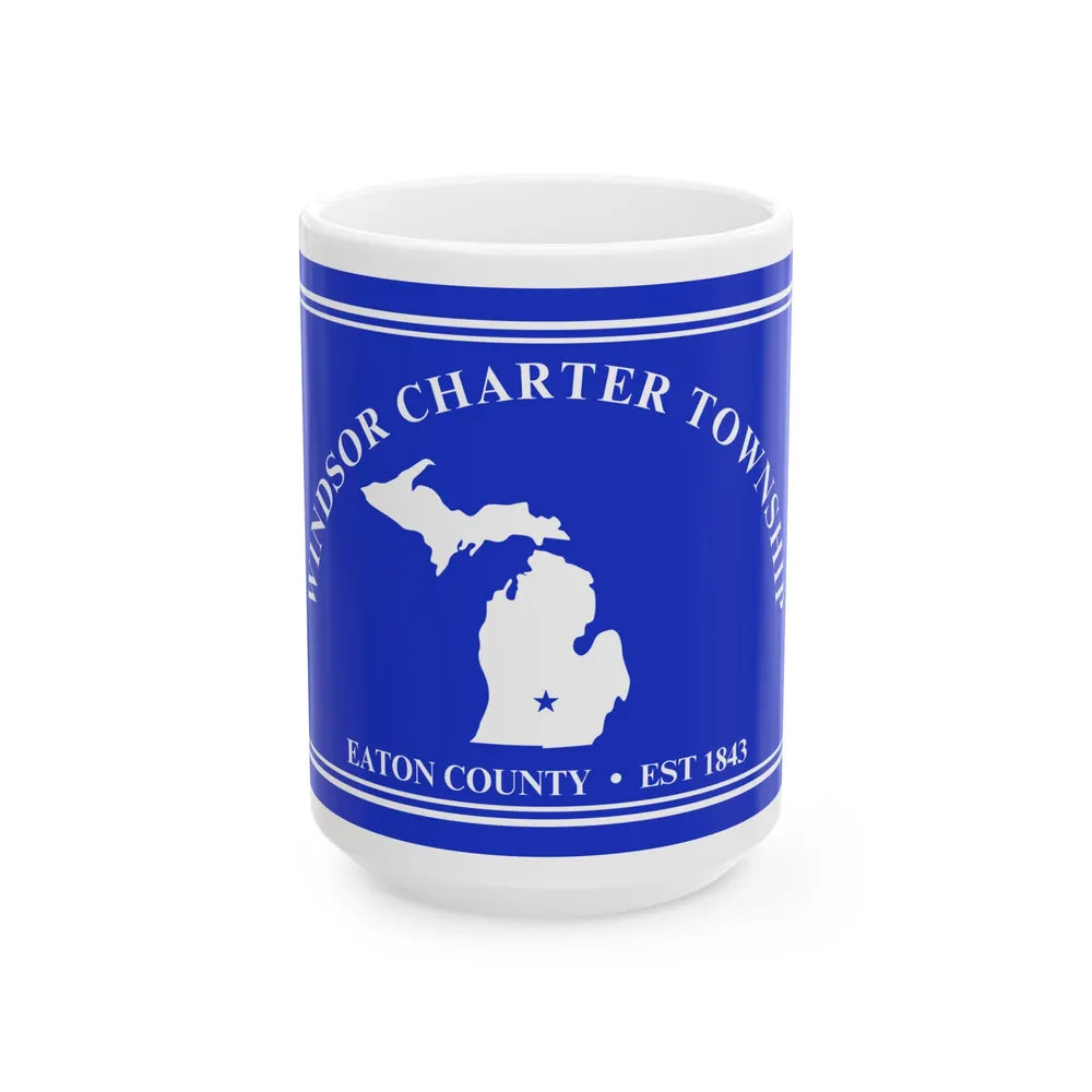Flag of Windsor Charter Township Michigan (United States) White Coffee Mug 15oz - Go Mug Yourself