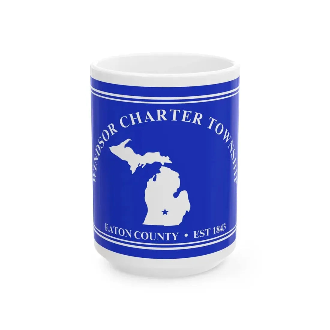 Flag of Windsor Charter Township Michigan (United States) White Coffee Mug 15oz - Go Mug Yourself