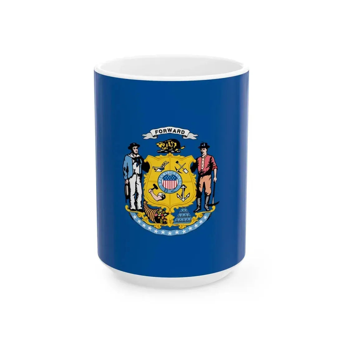 Flag of Wisconsin 1913-1981 unofficial (United States) White Coffee Mug 15oz - Go Mug Yourself