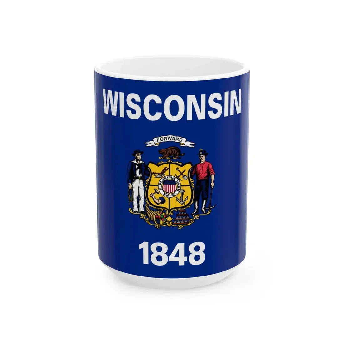 Flag of Wisconsin 3-2 (United States) White Coffee Mug 15oz - Go Mug Yourself