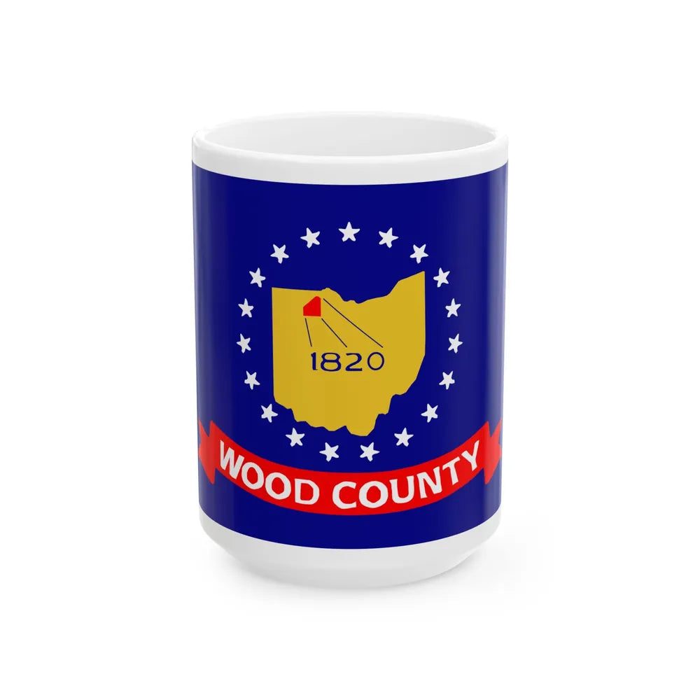 Flag of Wood County Ohio (United States) White Coffee Mug 15oz - Go Mug Yourself