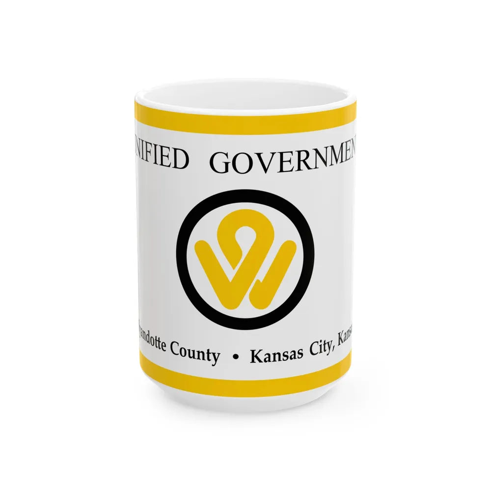 Flag of Wyandotte County Kansas (United States) White Coffee Mug 15oz - Go Mug Yourself