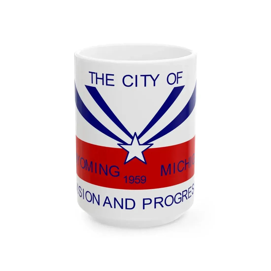 Flag of Wyoming Michigan (United States) White Coffee Mug 15oz - Go Mug Yourself