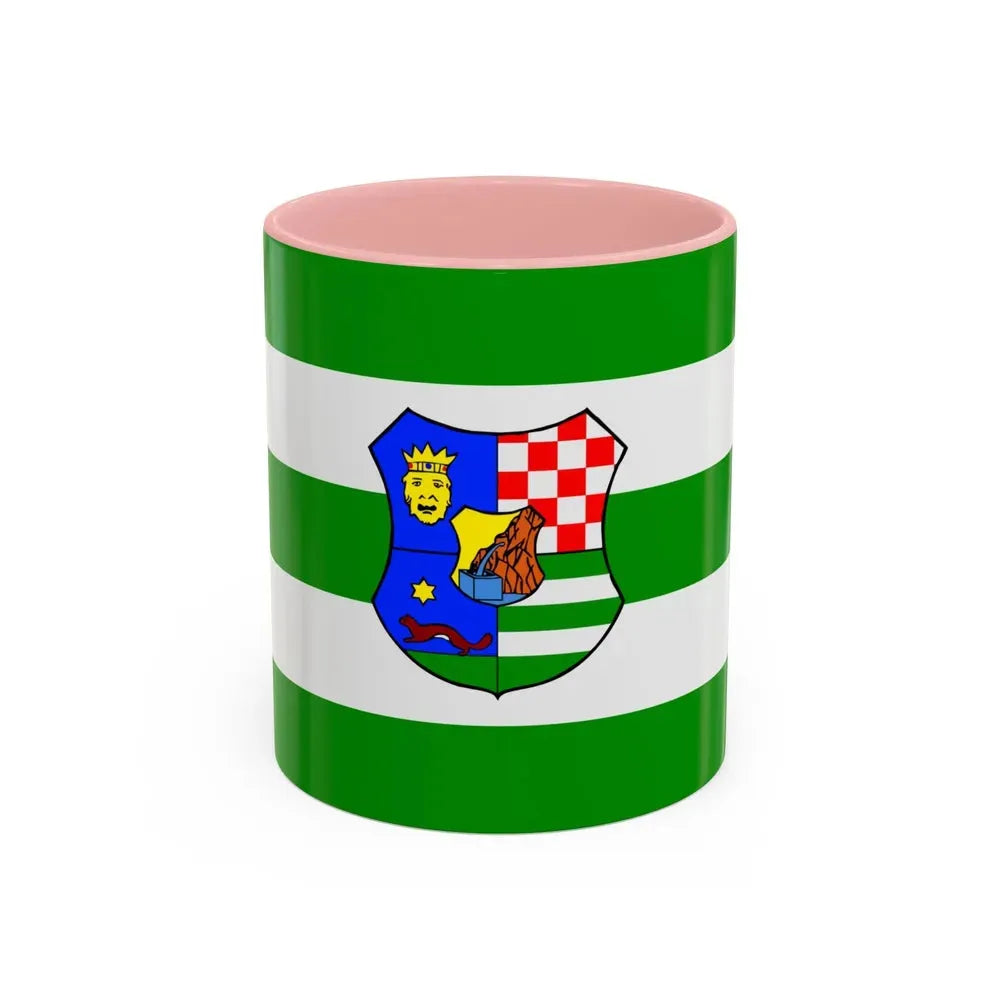 Flag of Zagreb County Croatia - Accent Coffee Mug 11oz Pink - Go Mug Yourself