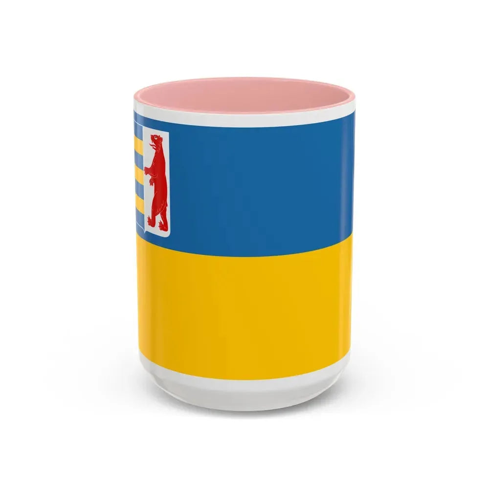 Flag of Zakarpattia Oblast Ukraine - Accent Coffee Mug 15oz Pink - Go Mug Yourself