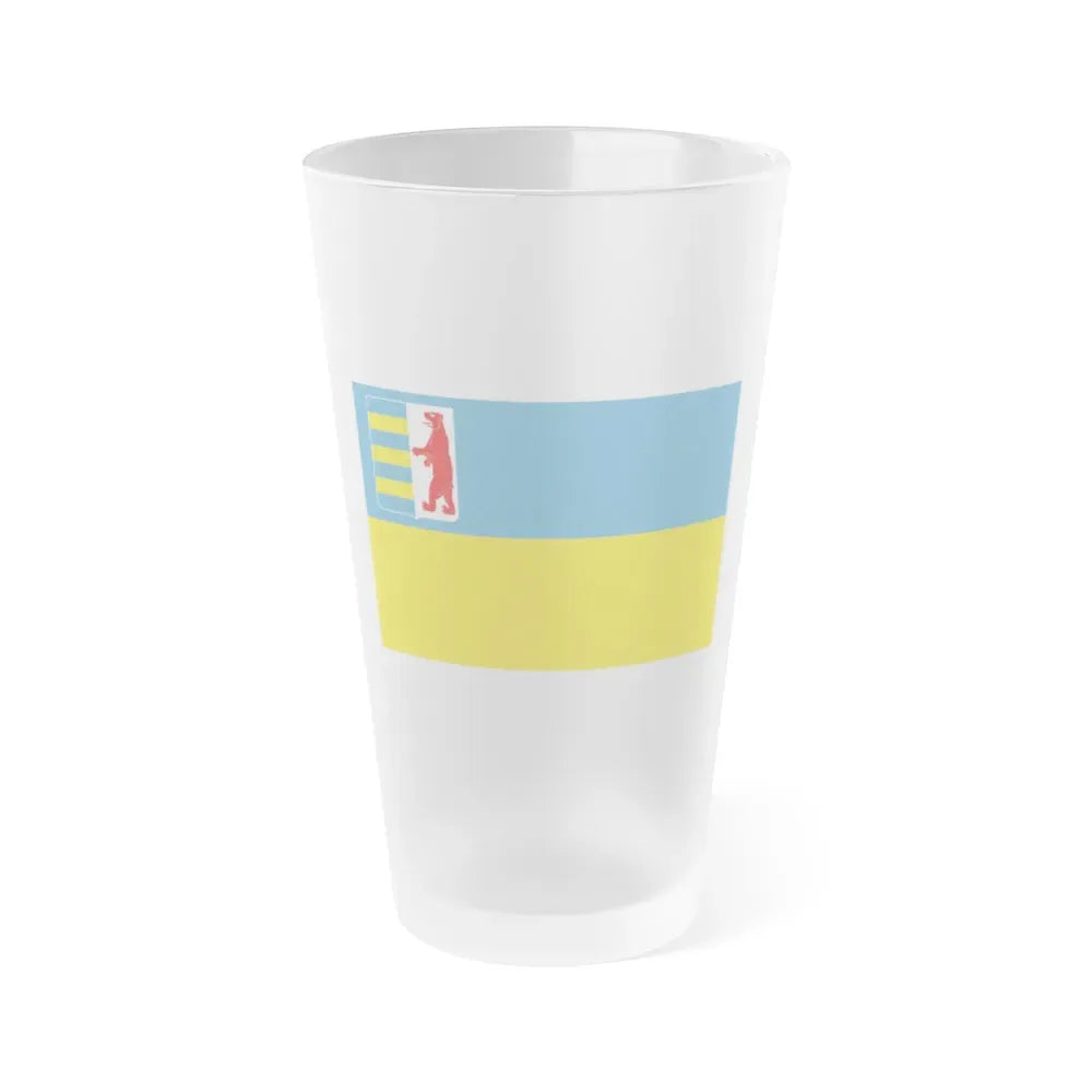 Flag of Zakarpattia Oblast Ukraine - Frosted Pint Glass 16oz 16oz Frosted - Go Mug Yourself