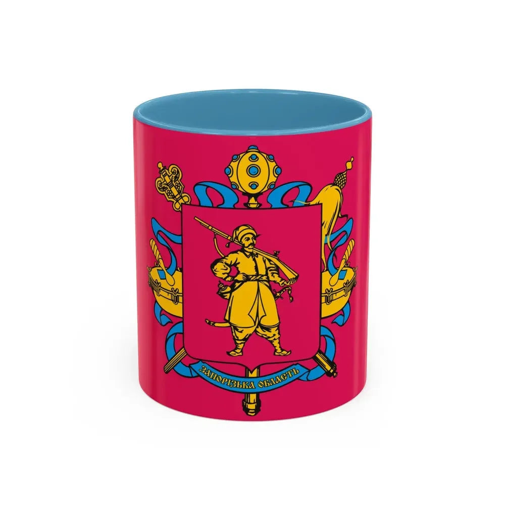 Flag of Zaporizhzhia Oblast Ukraine - Accent Coffee Mug 11oz Light Blue - Go Mug Yourself