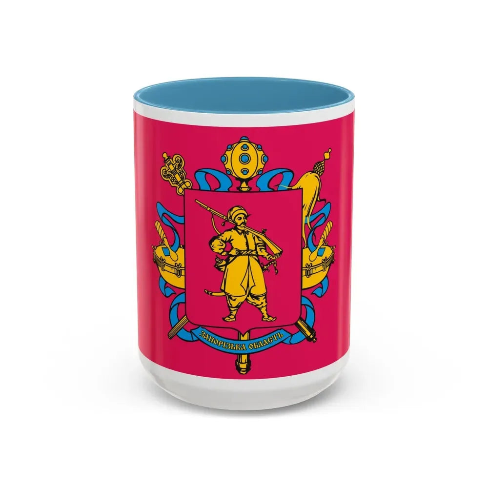 Flag of Zaporizhzhia Oblast Ukraine - Accent Coffee Mug 15oz Light Blue - Go Mug Yourself