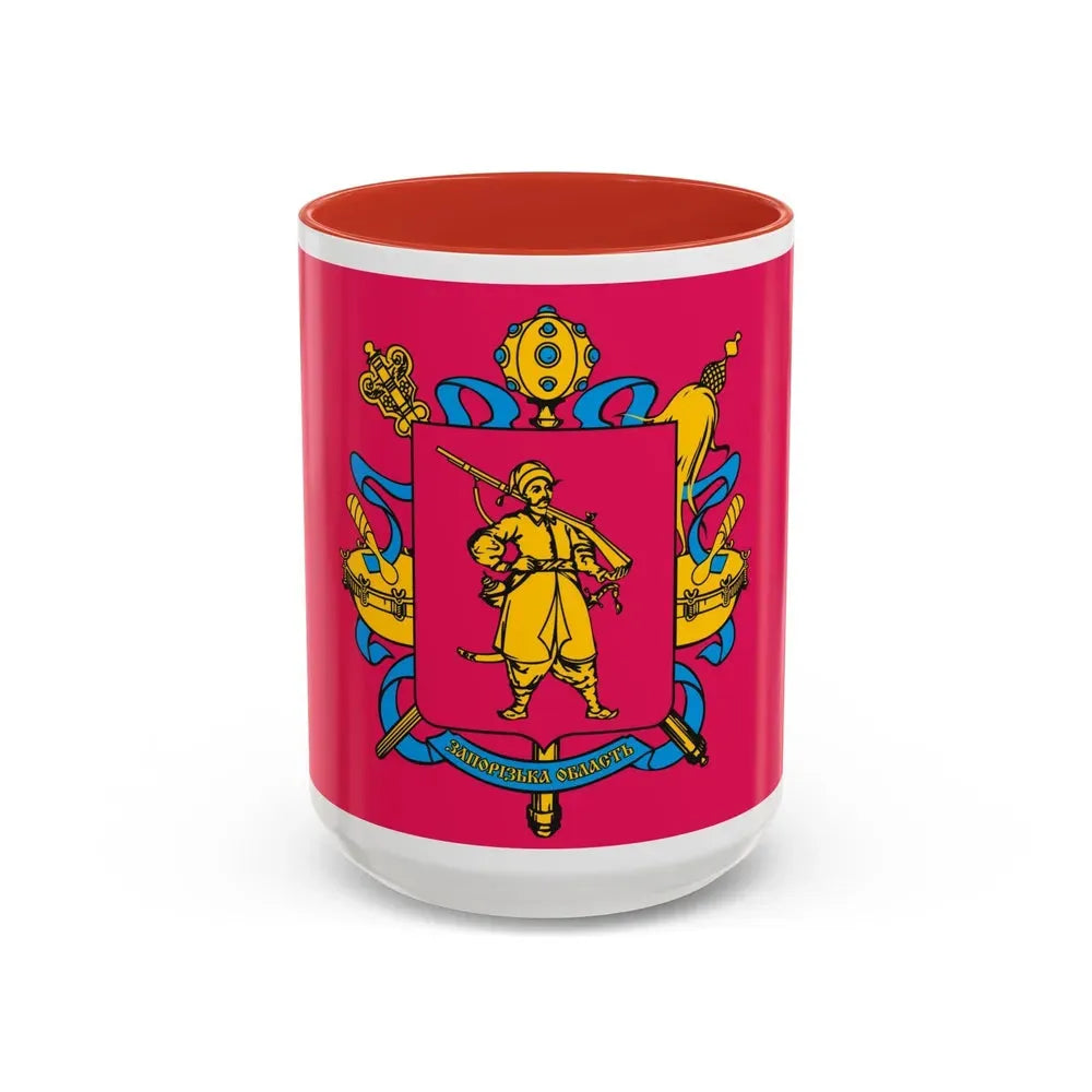 Flag of Zaporizhzhia Oblast Ukraine - Accent Coffee Mug 15oz Red - Go Mug Yourself