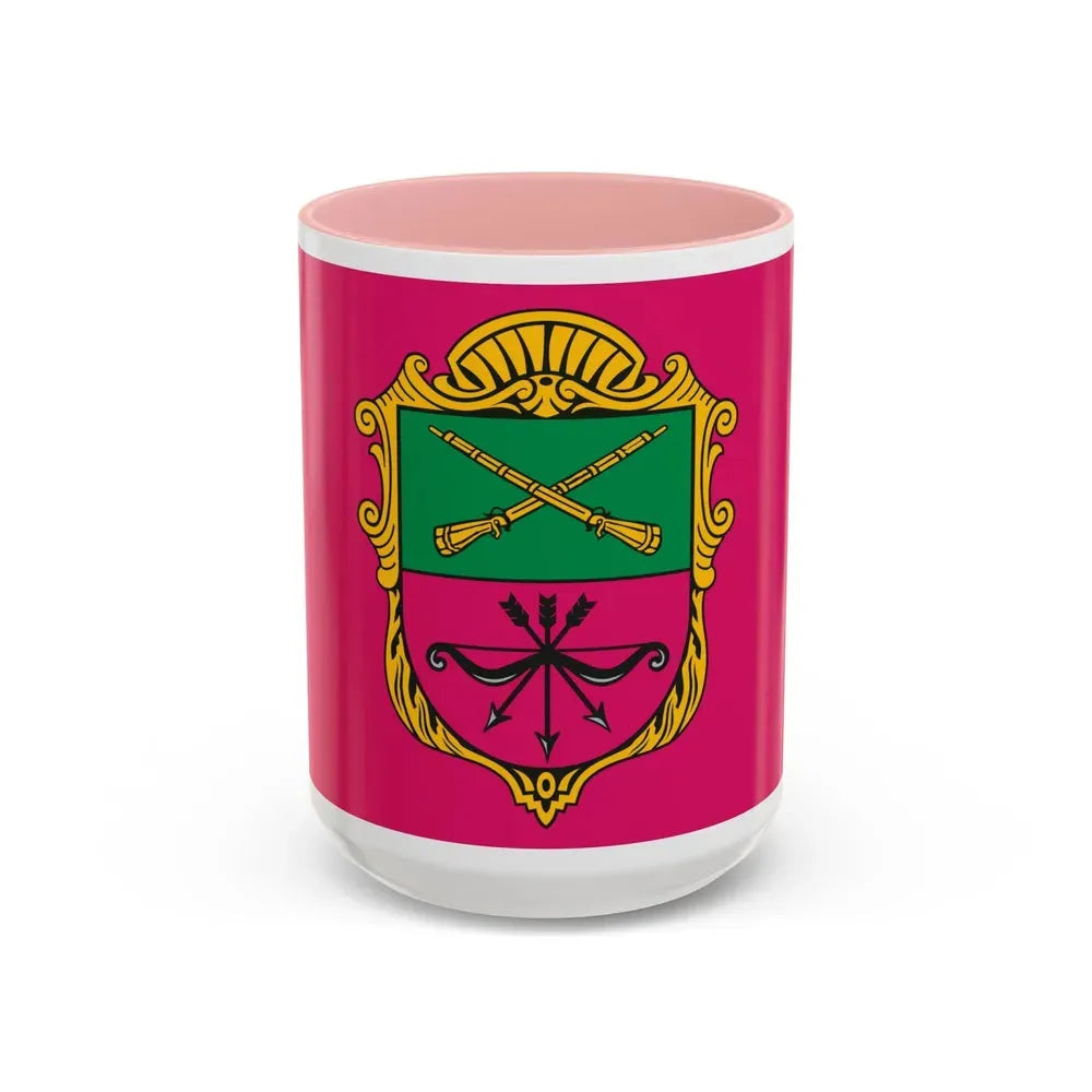 Flag of Zaporizhzhia Ukraine - Accent Coffee Mug 15oz Pink - Go Mug Yourself