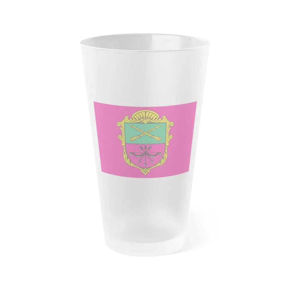 Flag of Zaporizhzhia Ukraine - Frosted Pint Glass 16oz 16oz Frosted - Go Mug Yourself