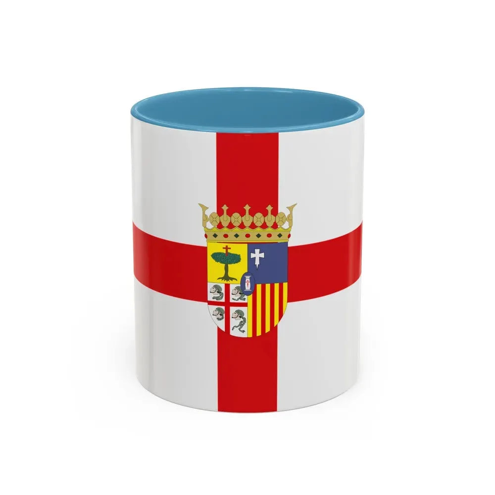 Flag of Zaragoza Spain - Accent Coffee Mug 11oz Light Blue - Go Mug Yourself