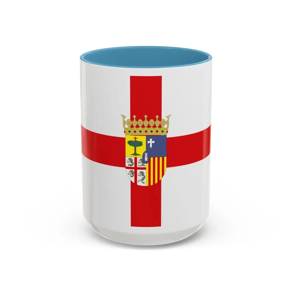 Flag of Zaragoza Spain - Accent Coffee Mug 15oz Light Blue - Go Mug Yourself