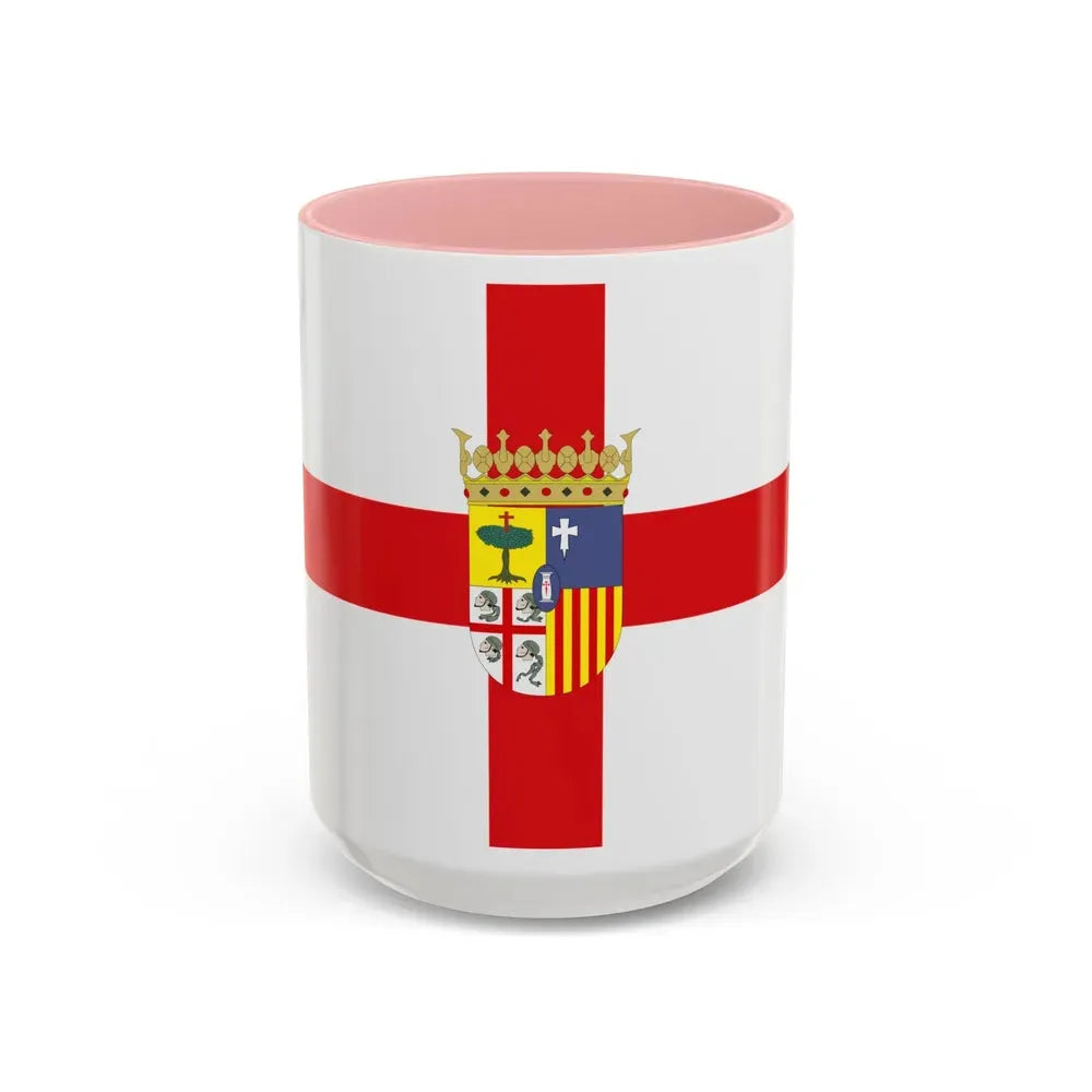 Flag of Zaragoza Spain - Accent Coffee Mug 15oz Pink - Go Mug Yourself