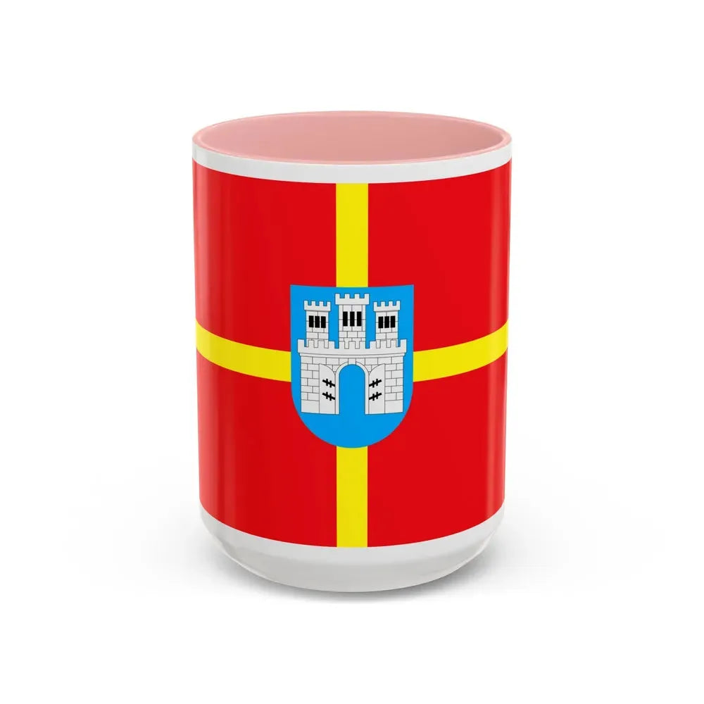 Flag of Zhytomyr Oblast Ukraine - Accent Coffee Mug 15oz Pink - Go Mug Yourself