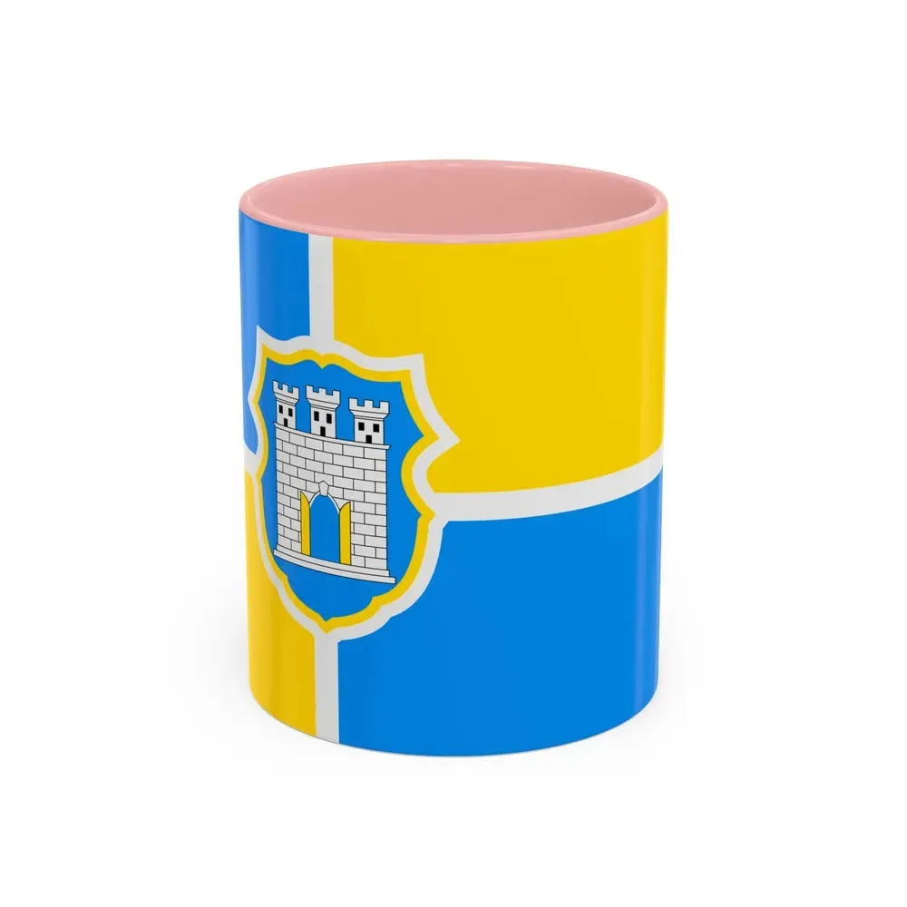Flag of Zhytomyr Ukraine - Accent Coffee Mug 11oz Pink - Go Mug Yourself