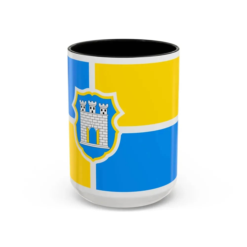 Flag of Zhytomyr Ukraine - Accent Coffee Mug 15oz Black - Go Mug Yourself