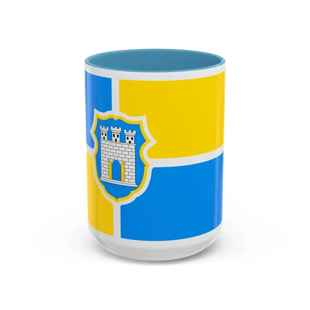 Flag of Zhytomyr Ukraine - Accent Coffee Mug 15oz Light Blue - Go Mug Yourself