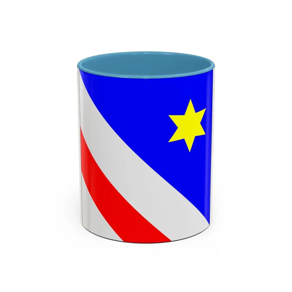Flag of Zollikon Switzerland - Accent Coffee Mug 11oz Light Blue - Go Mug Yourself