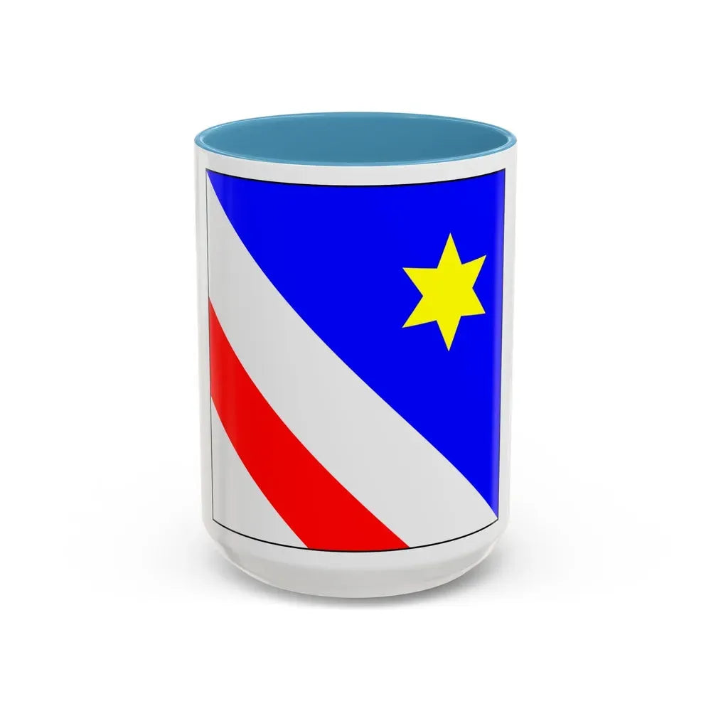 Flag of Zollikon Switzerland - Accent Coffee Mug 15oz Light Blue - Go Mug Yourself