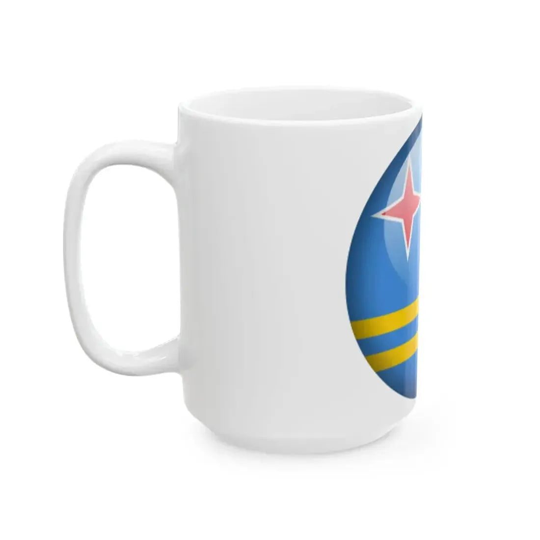 Flag orb Aruba (Netherlands) White Coffee Mug - Go Mug Yourself