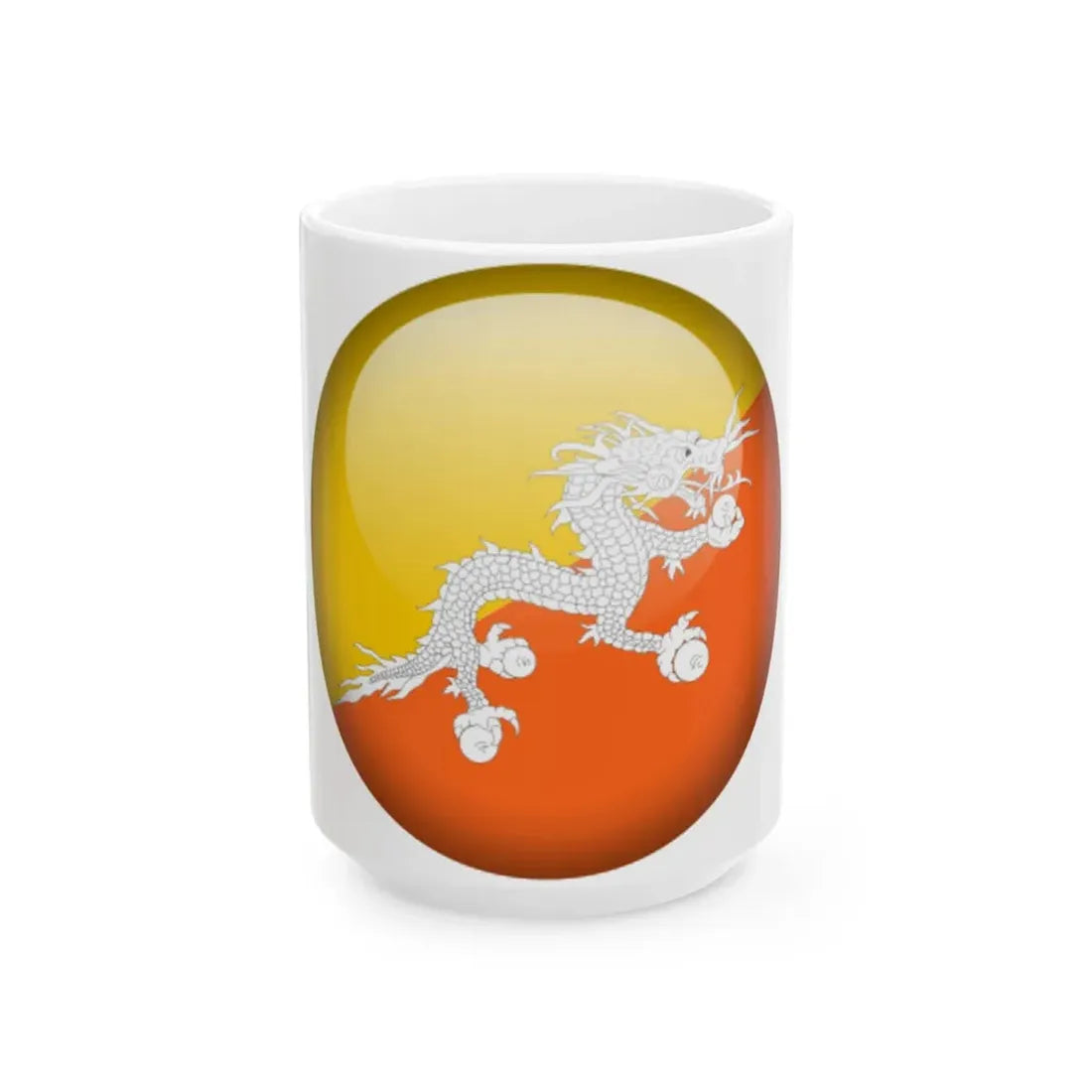 Flag orb Bhutan (Bhutan) White Coffee Mug 15oz - Go Mug Yourself