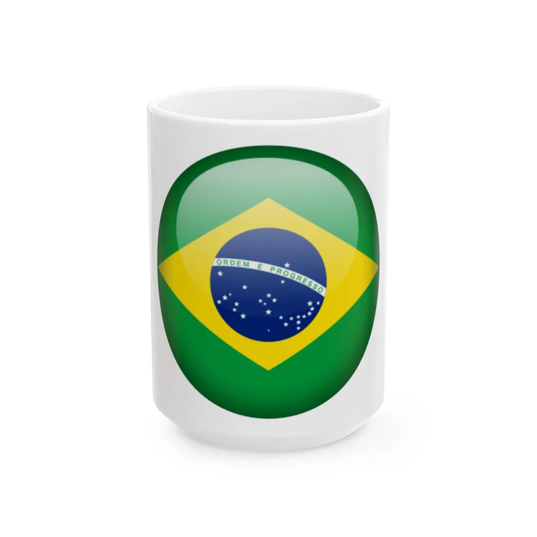 Flag orb Brazil (Brazil) White Coffee Mug 15oz - Go Mug Yourself