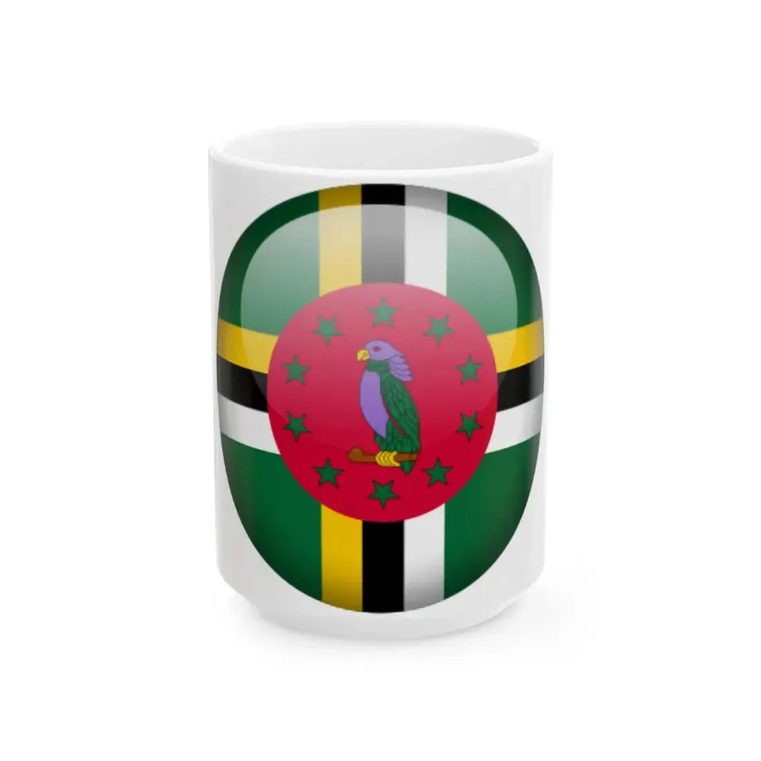 Flag orb Dominica (Dominica) White Coffee Mug 15oz - Go Mug Yourself