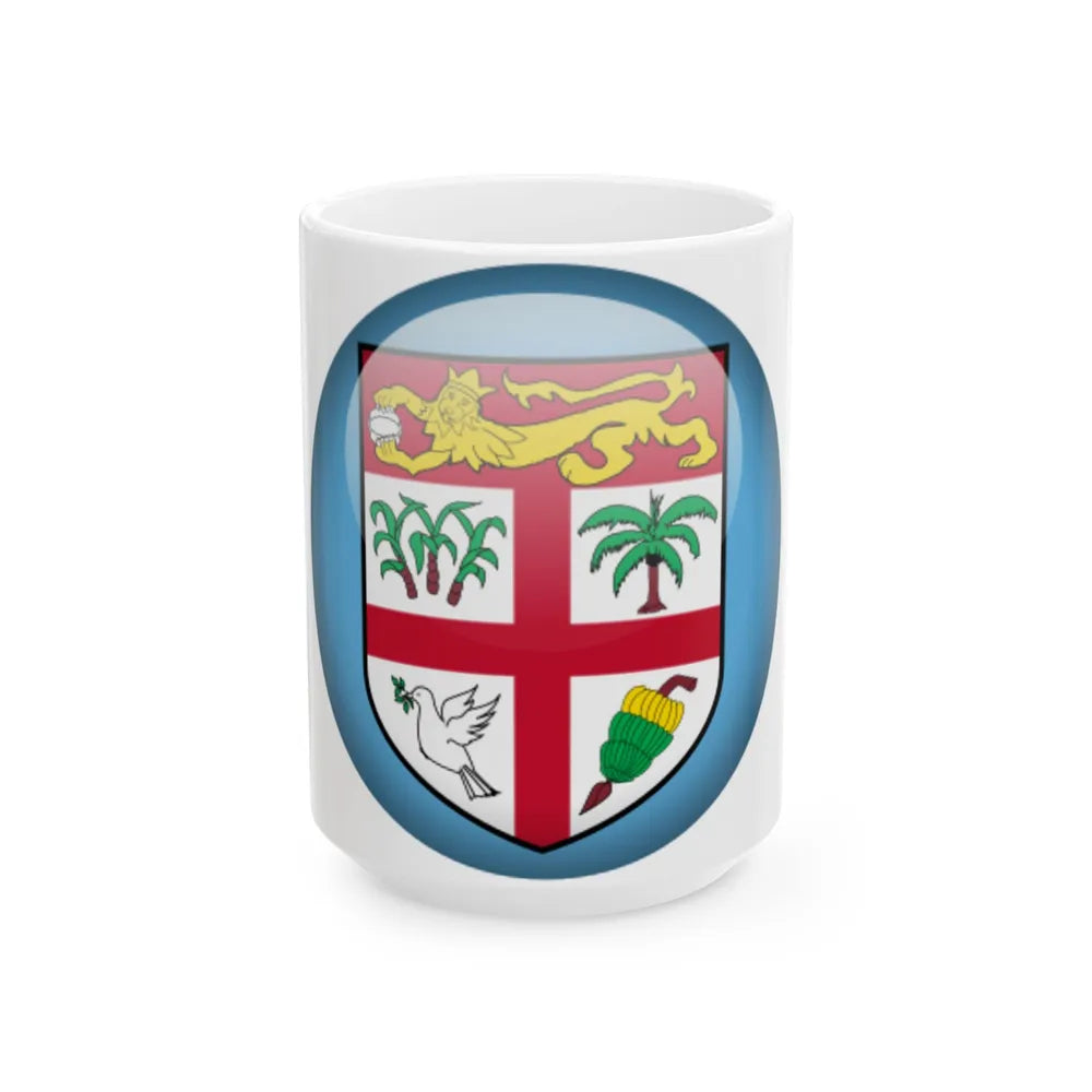 Flag orb Fiji (Fiji) White Coffee Mug 15oz - Go Mug Yourself