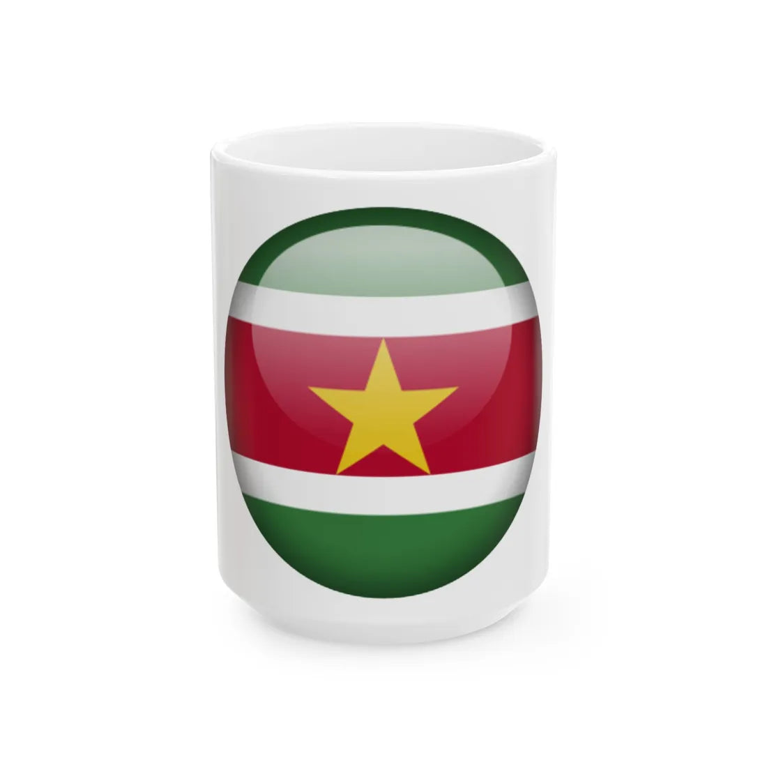 Flag orb Suriname (Suriname) White Coffee Mug 15oz - Go Mug Yourself