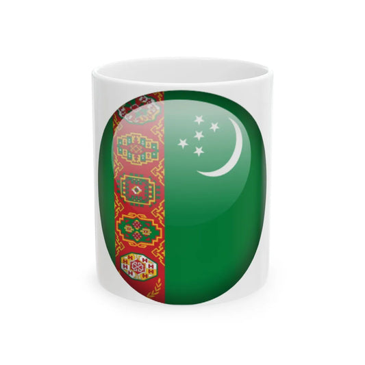 Flag orb Turkmenistan (Turkmenistan) White Coffee Mug 11oz - Go Mug Yourself