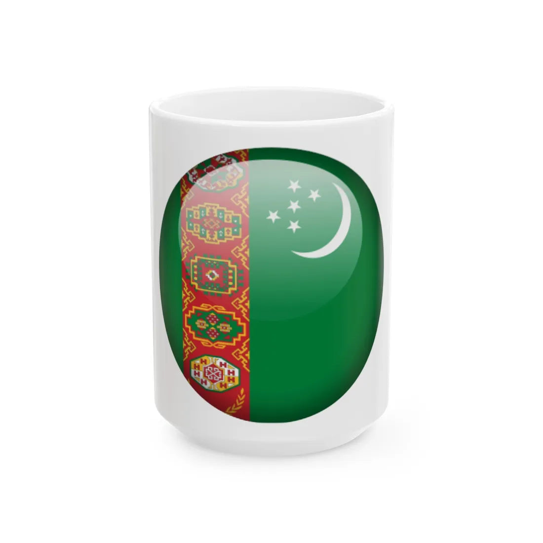 Flag orb Turkmenistan (Turkmenistan) White Coffee Mug 15oz - Go Mug Yourself