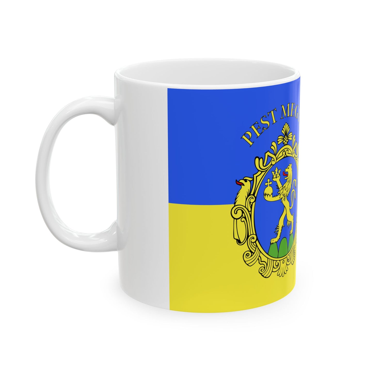 FLAG-Pest-megye (Hungary) White Coffee Mug-Go Mug Yourself