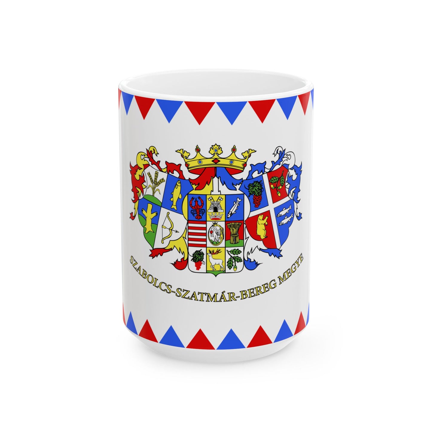 Flag-Szabolcs-Szatmar-Bereg-megye (Hungary) White Coffee Mug-15oz-Go Mug Yourself