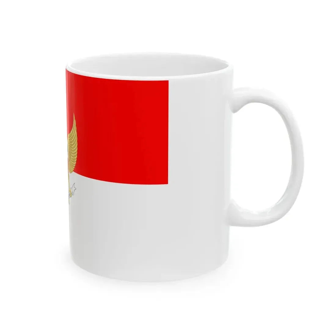 Flag with coat of arms of Indonesia (Indonesia) White Coffee Mug - Go Mug Yourself