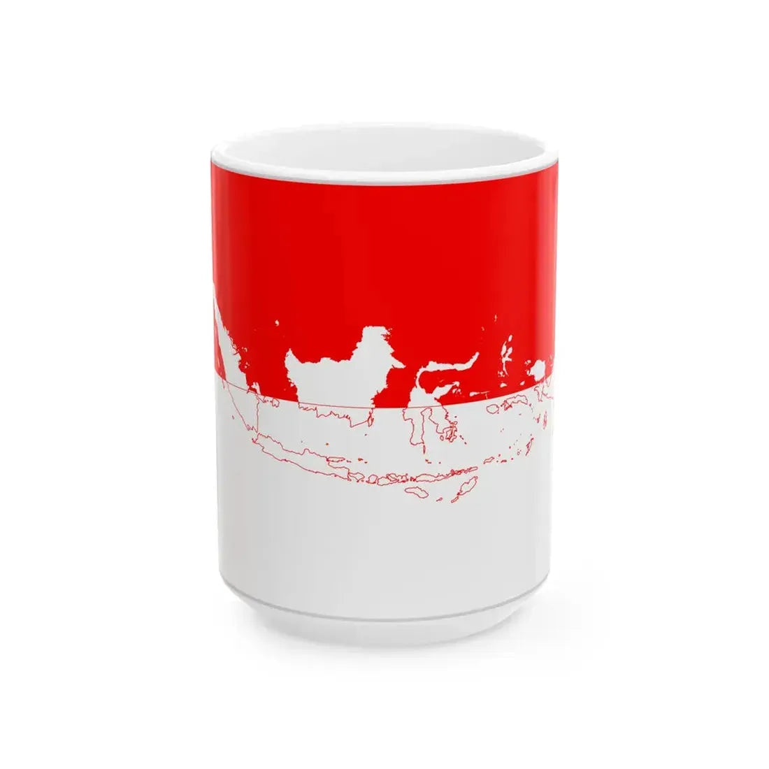 Flag with map of Indonesia (Indonesia) White Coffee Mug 15oz - Go Mug Yourself