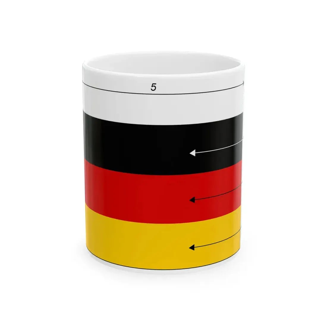Flaga Niemiec - wymiary (Germany) White Coffee Mug 11oz - Go Mug Yourself
