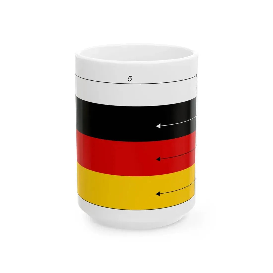 Flaga Niemiec - wymiary (Germany) White Coffee Mug 15oz - Go Mug Yourself