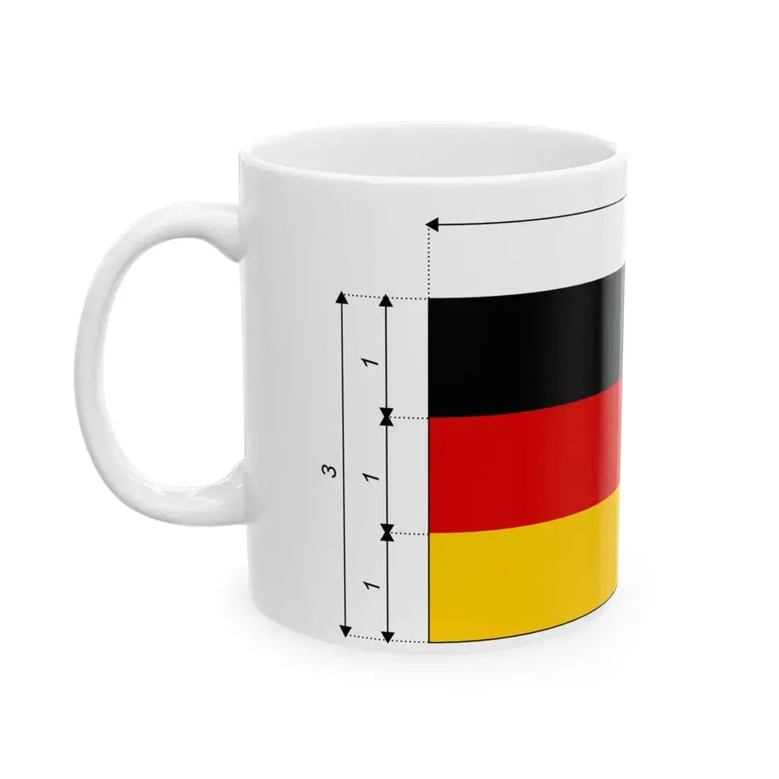 Flaga Niemiec - wymiary (Germany) White Coffee Mug - Go Mug Yourself