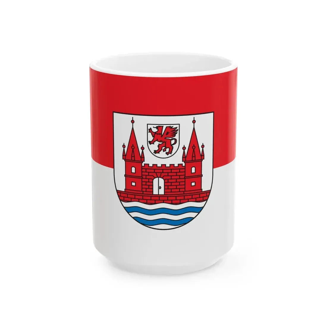 Flagge der Stadt Schwedt (Germany) White Coffee Mug 15oz - Go Mug Yourself