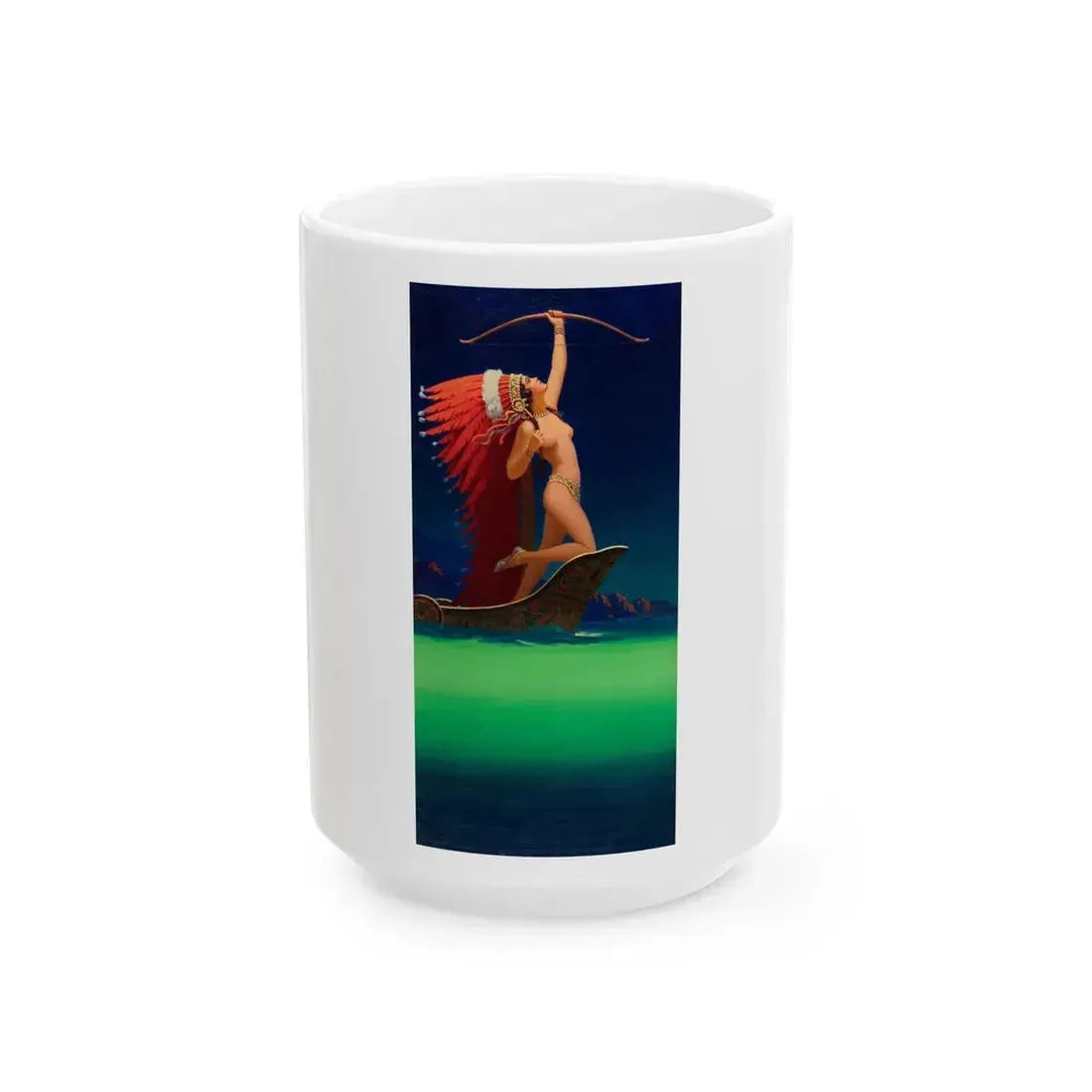 Flaming Arrow, calendar illustration, c. 1934 - White Coffee Mug 15oz - Go Mug Yourself
