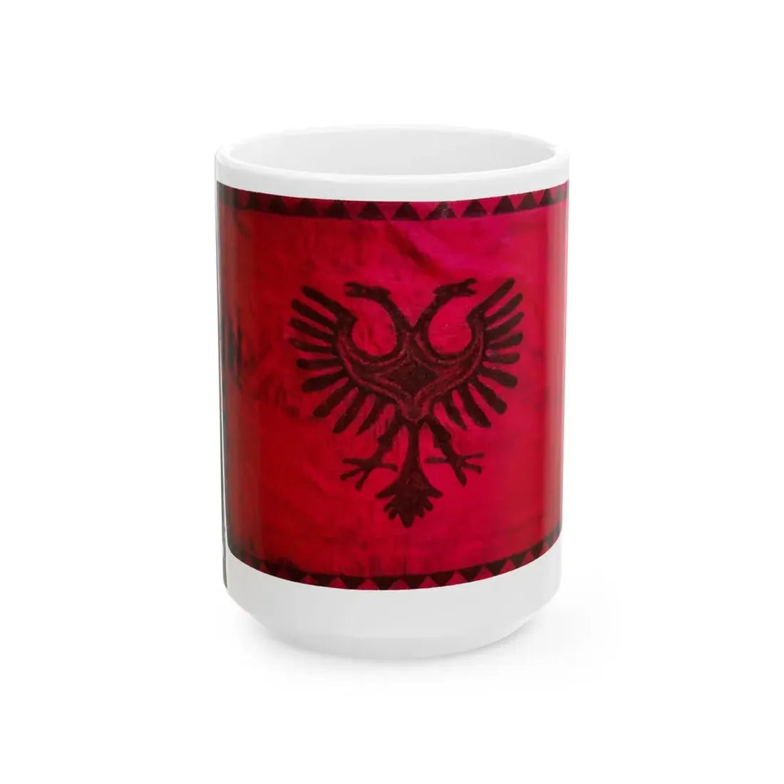 Flamuri i Batalionit Sulmues Ushtarak Shkumbini (Albania) White Coffee Mug 15oz - Go Mug Yourself