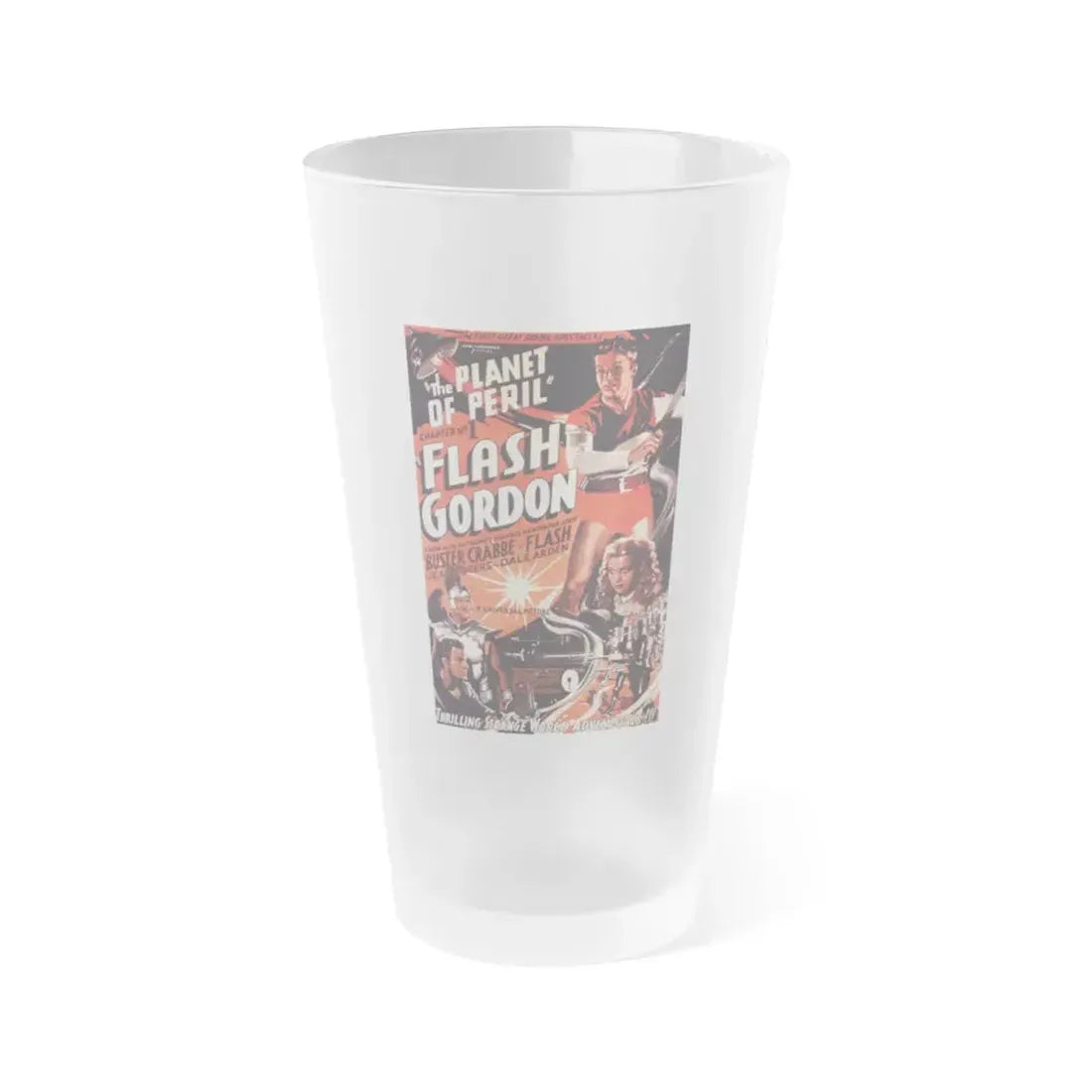 FLASH GORDON - THE PLANET OF PERIL 1936 Movie Poster - Frosted Pint Glass 16oz 16oz Frosted - Go Mug Yourself