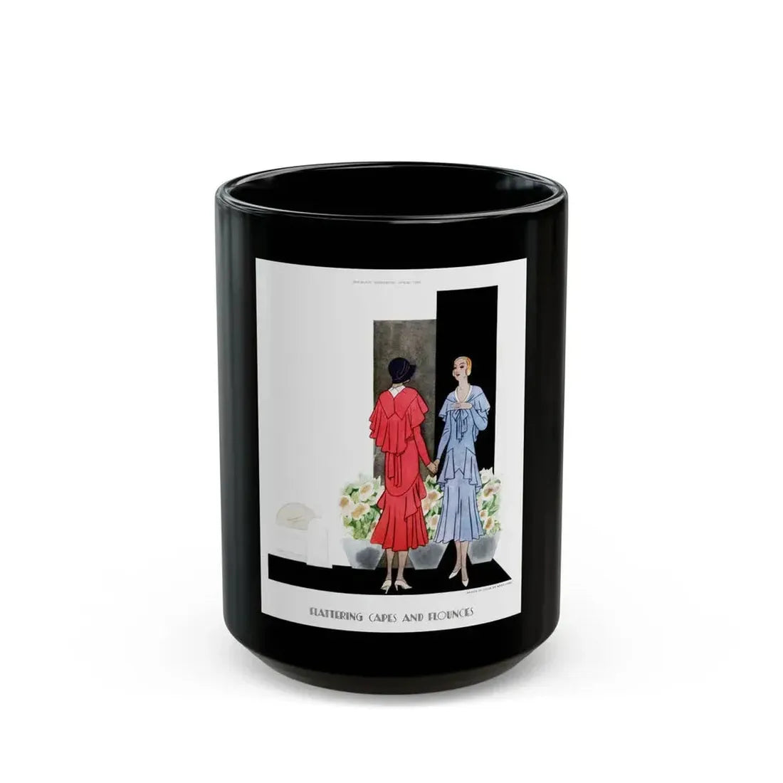 Flattering Capes And Flounces, McCall's, April 1930 - Black Coffee Mug 15oz - Go Mug Yourself