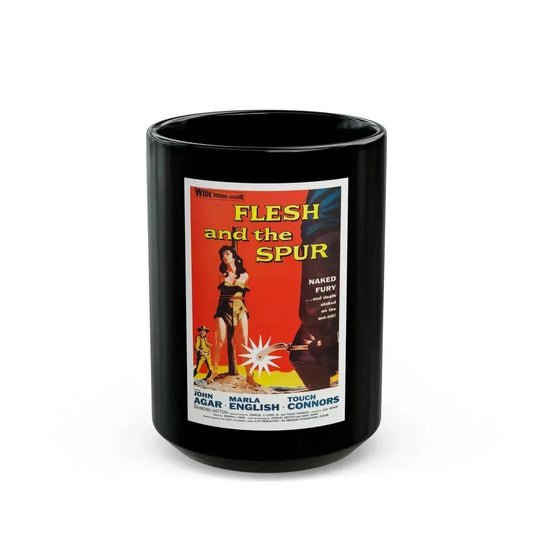 FLESH AND THE SPUR 1956 Movie Poster - Black Coffee Mug 15oz - Go Mug Yourself