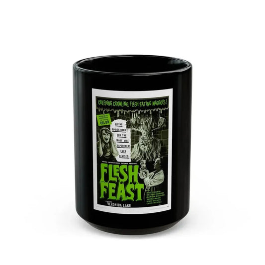 FLESH FEAST 1970 Movie Poster - Black Coffee Mug 15oz - Go Mug Yourself